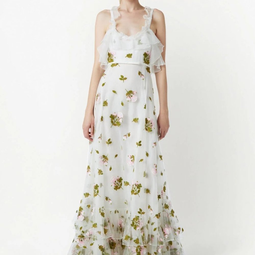 NWT Giambattista Valli rose-print maxi dress